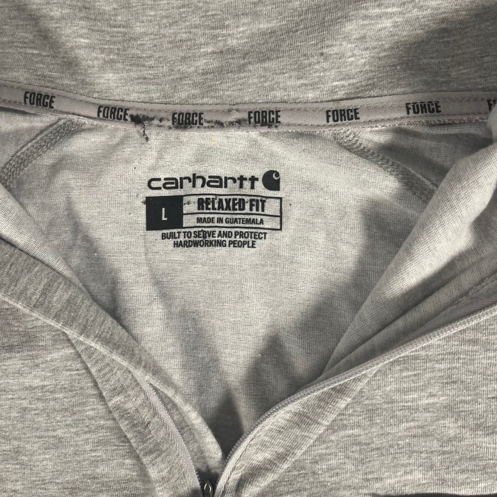 Carhartt Force Relaxed Fit Quarter Zip Pullover Gray Mens Large Chest Pocket L - Picture 3 of 9
